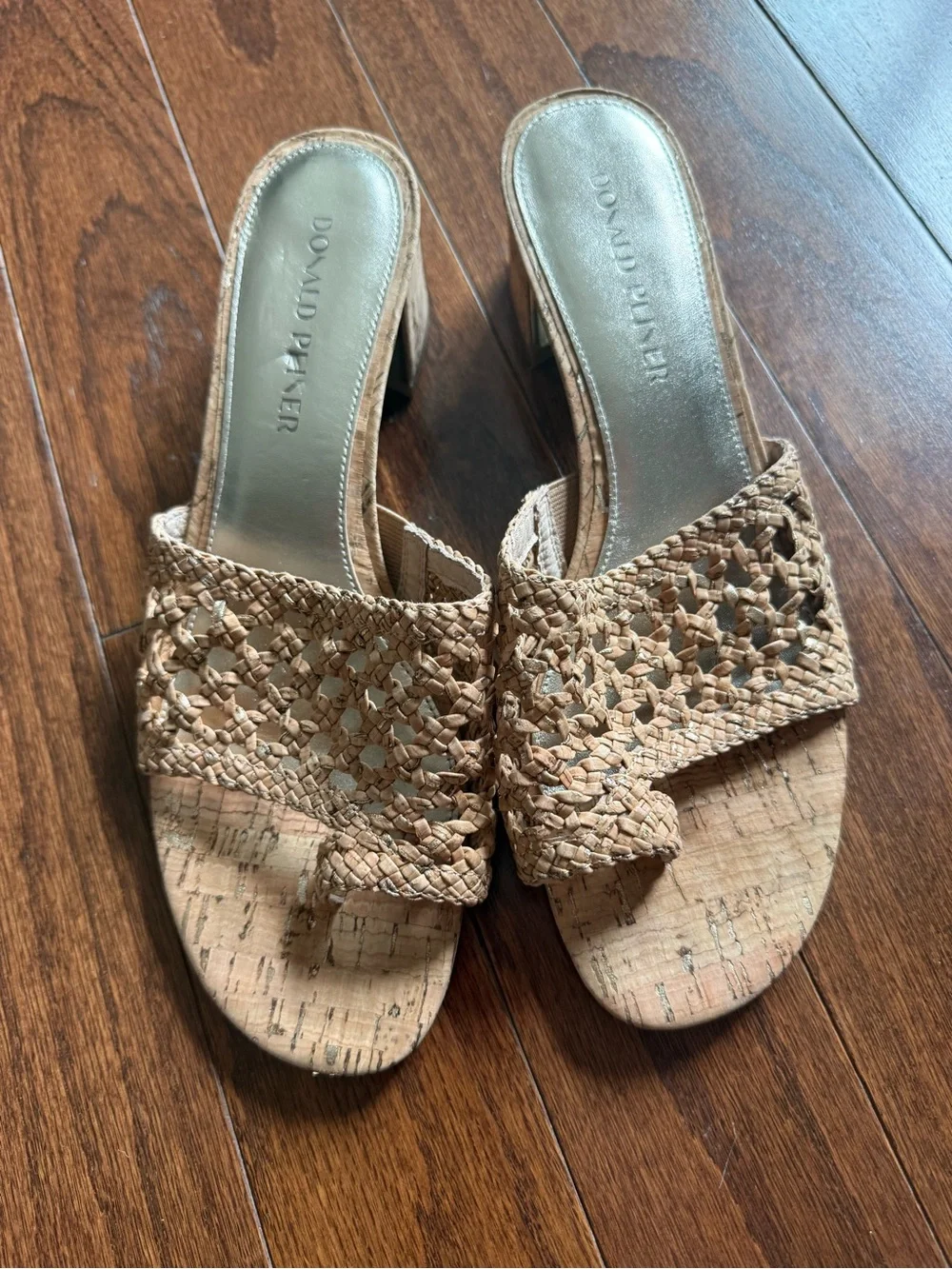 Donald J. Pliner Woven Cork Slide Mules - Natural Beige